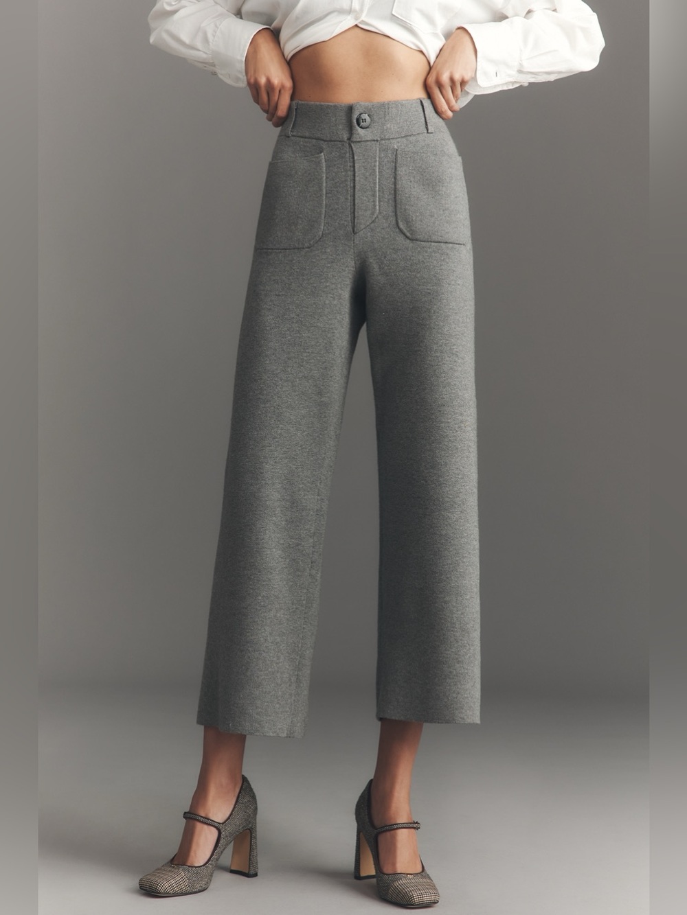 Anthropologie Maeve Colette Sweater Knit High-Rise Wide-Leg Cropped Pants XXS